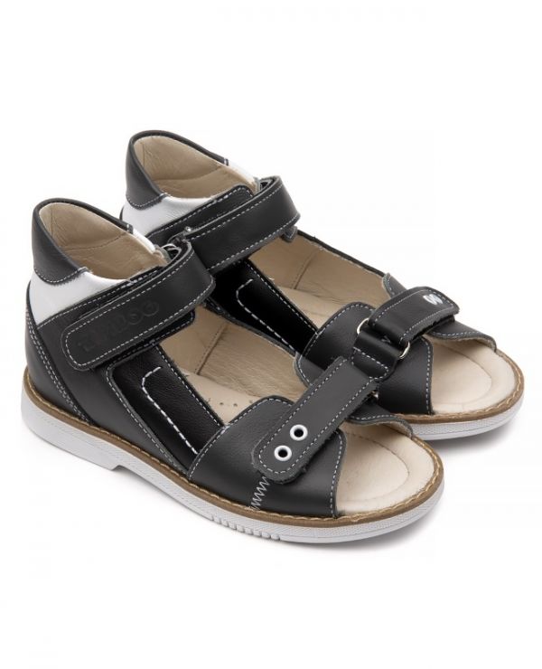 Children's sandals 26027 leather LINEN gray