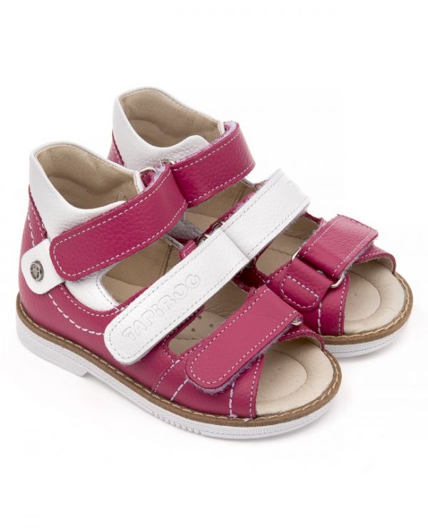 Children's sandals 26028 leather FUCHIA raspberry