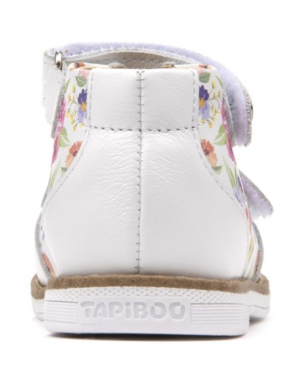 Sandals for children 26034, leather, ROSE white/flowers