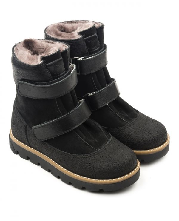 Children's boots fur 23010 leather, MILAN black