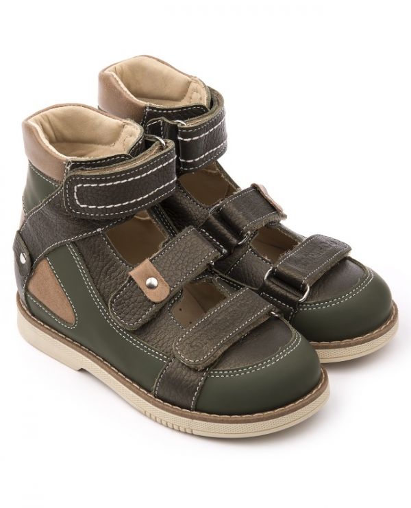 Children's shoes vault 25011, leather OSOKA green