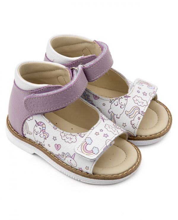 Sandals for children 26011 leather, lilac white