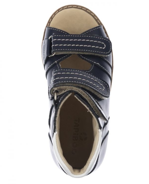 Children's sandals 26016, leather LINEN blue