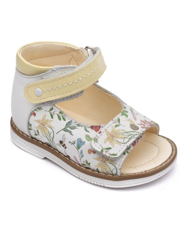 Children's sandals 26011 leather, lily of the valley yellow/meadow