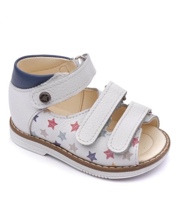 Children's sandals 26036 leather, HOBBY white/stars