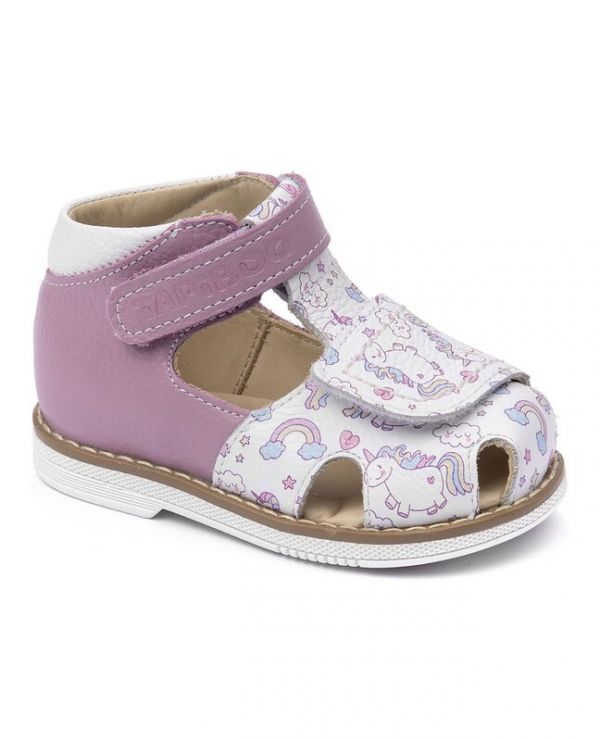 Sandals for children 26021 leather, lilac lilac/horses,