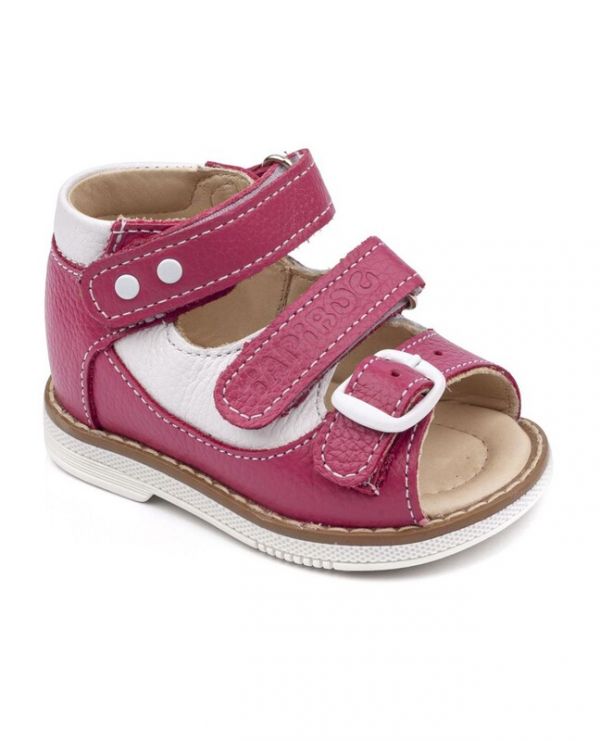 Children's sandals 26037, leather, FUCHIA raspberry