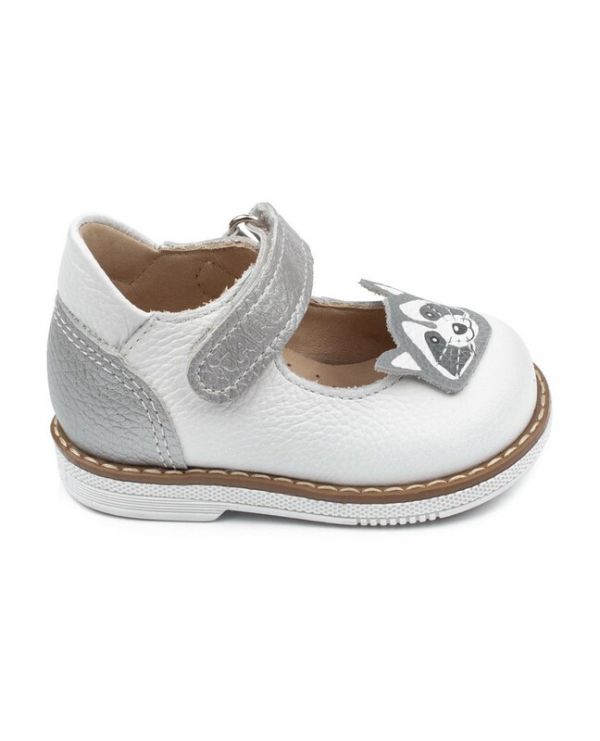Children's shoes 25010, leather, lily of the valley white/raccoon