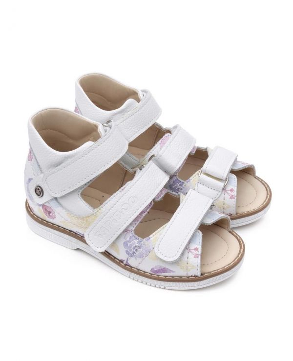 Children's sandals 26028 leather HOBBY white/camellia