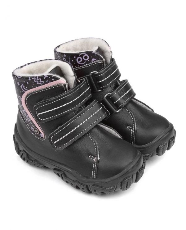Children's boots 23026 leather, STOCKHOLM black/zodiac