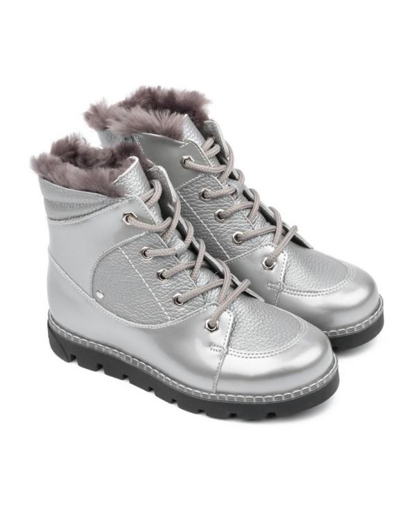 Children's boots fur 23016 leather, LONDON silver