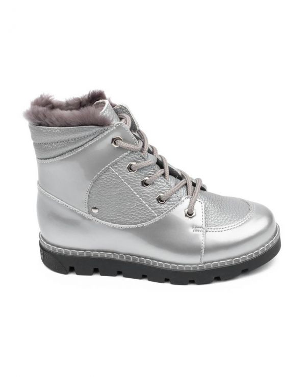 Children's boots fur 23016 leather, LONDON silver