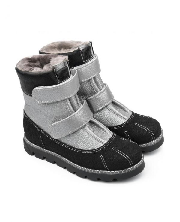 Children's boots fur 23010 leather, LONDON silver
