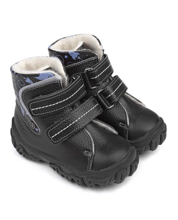 Children's boots 23026 leather, MILAN black/rockets
