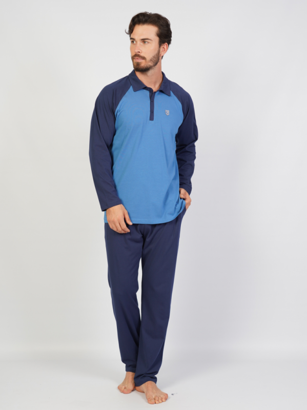104241 0000 Set with trousers long sleeve POLO blue