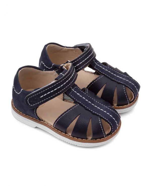 Children's sandals 36001 leather, LINEN blue