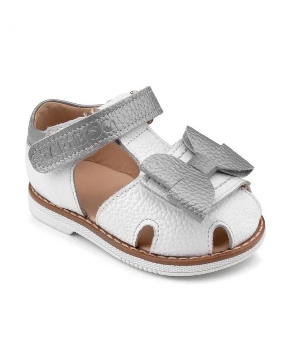 Children's sandals 36003 leather, lily of the valley white