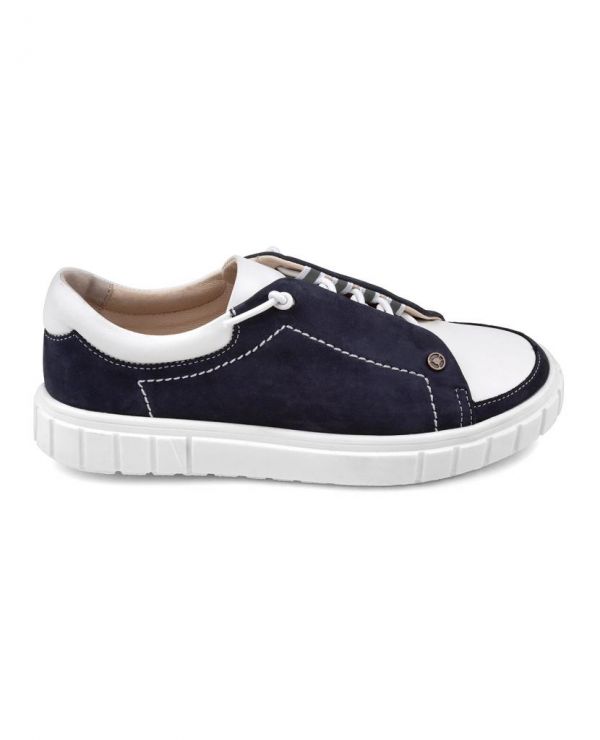 Low shoes for children 34002 leather, LINEN blue