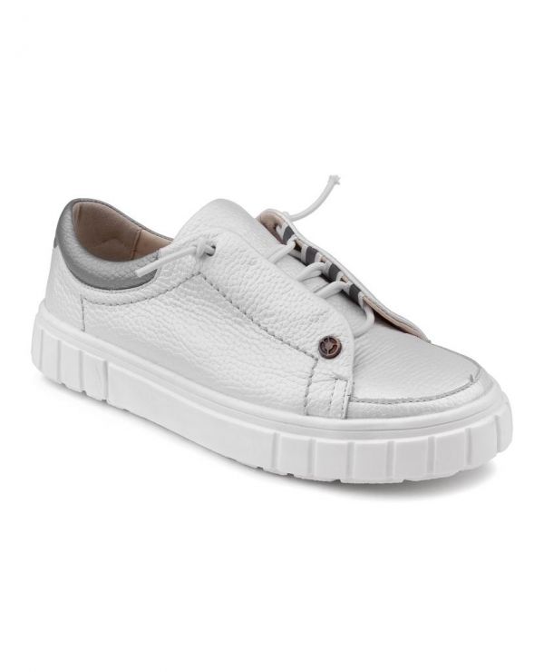 Low shoes for children 34002 leather, Lily of the valley silver