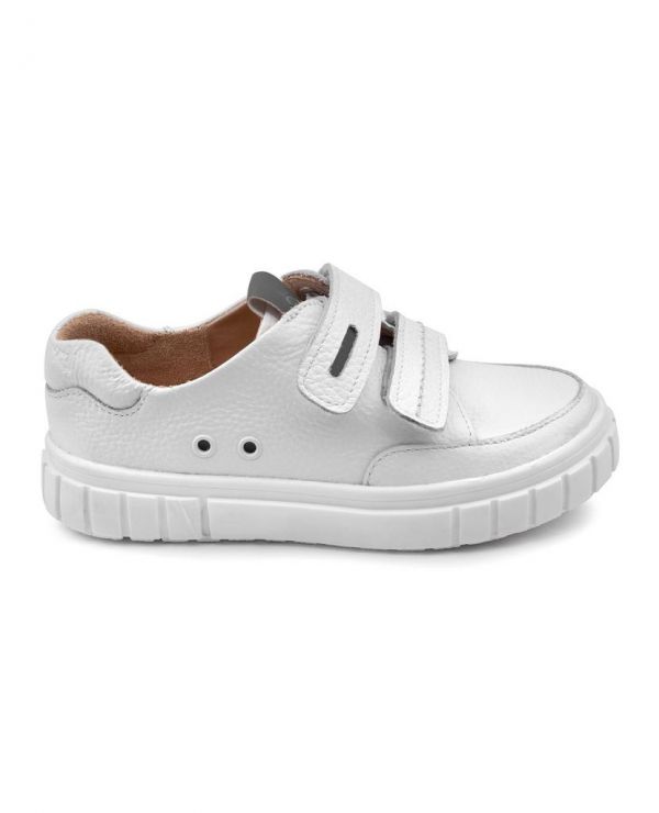 Low shoes for children 34003 leather, LILY OF THE VALLEY white