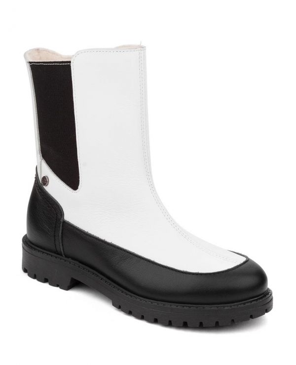 Children's boots 23030 leather, LONDON black and white