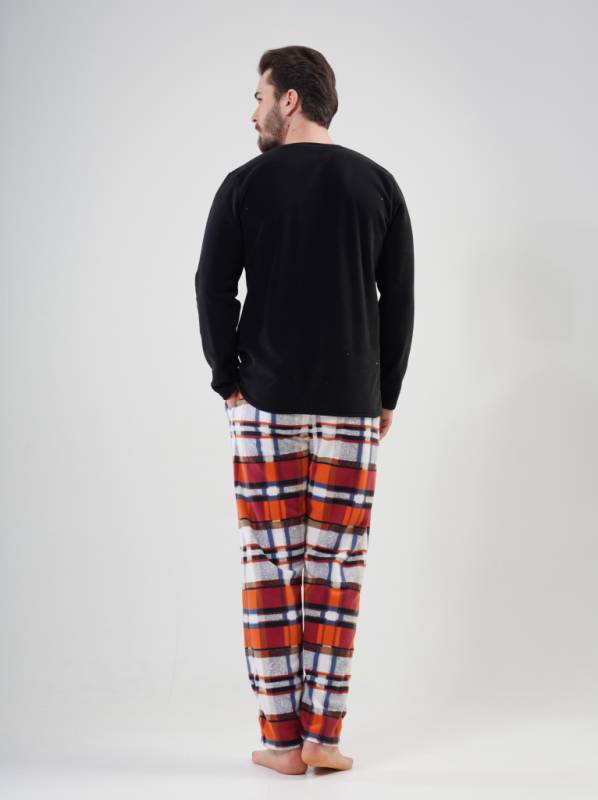 202001 8758 Set with trousers long sleeve fleece SALMON black
