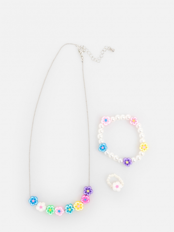 Set (beads+bracelet+ring) children's Aurora color