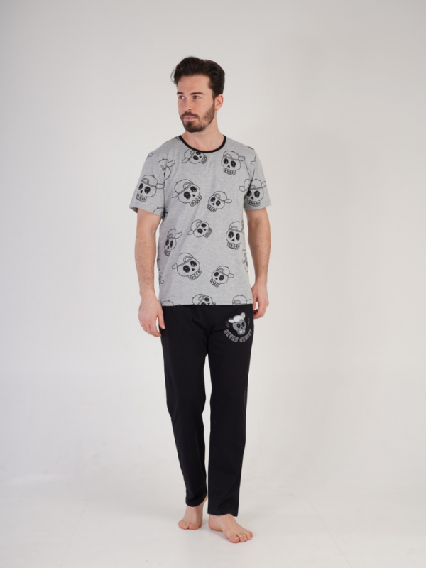 212248 1774 Set with trousers short sleeve SKULL gray