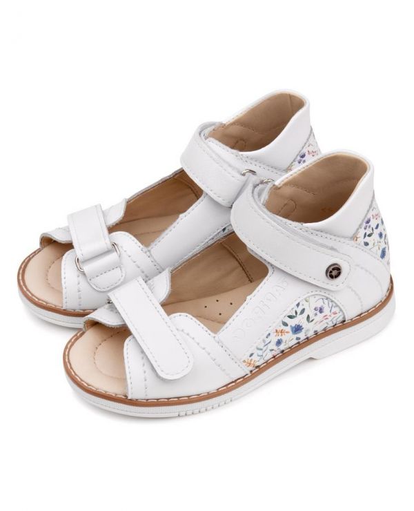 Children's sandals 26026 leather, HOBBY white/cornflower